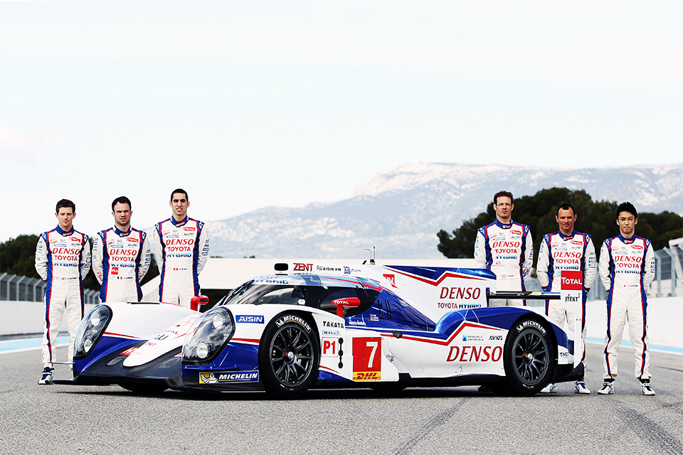 Toyota Racing drivers and a TS040 Hybrid