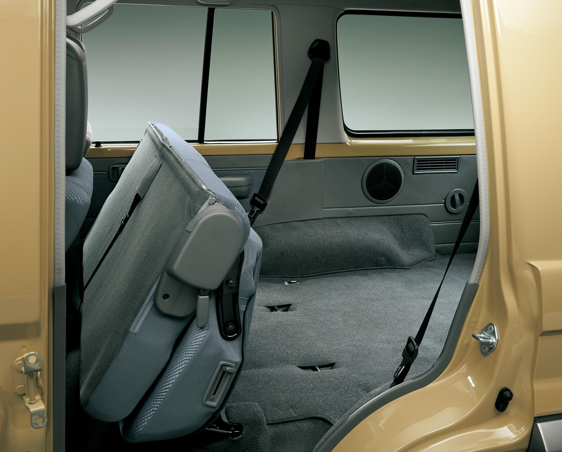 Land Cruiser 70 van rear bench seats in stowed position (Japan commemorative re-release)