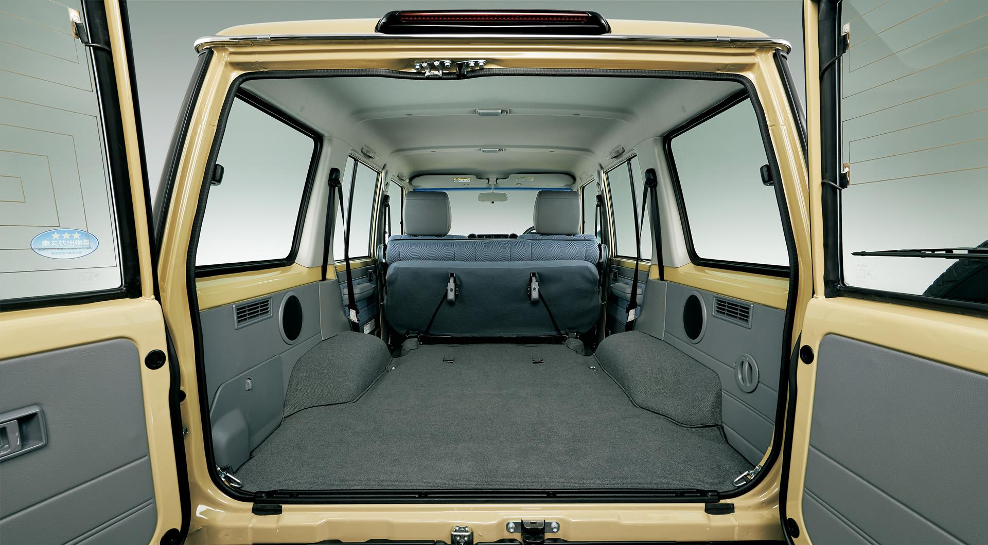 Land Cruiser 70 van cargo space with rear bench seats in stowed position (Japan commemorative re-release)