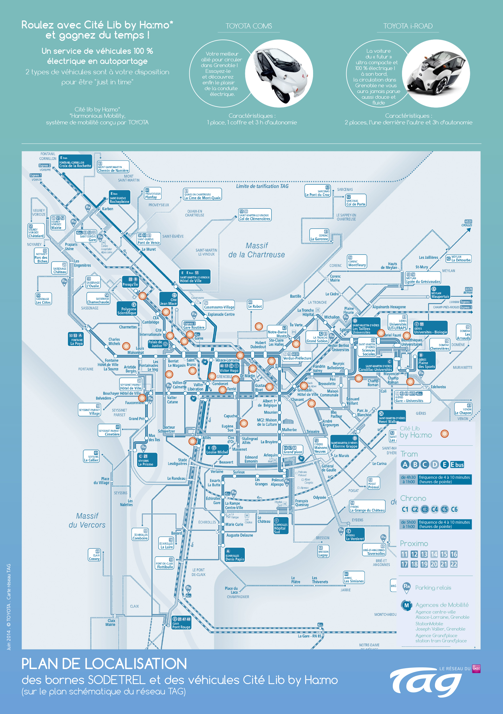 Tentative charging station map brochure for Citélib by Ha:mo